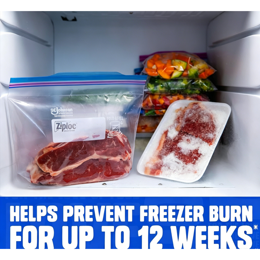 Ziploc Gallon Food Storage Freezer Bags, Stay Open Design, Easy to Fill, 66 Count