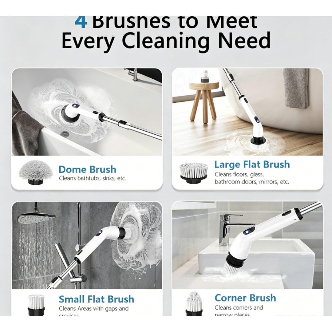 TUYU Electric Rotary Cleaning Brush, IPX7 Waterproof Bathroom Cleaning Brush