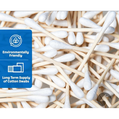 Bamboo cotton swabs, 500 swabs per pack | Eco-friendly pure cotton swabs | Double-ended design | 100% plant-based and natural |