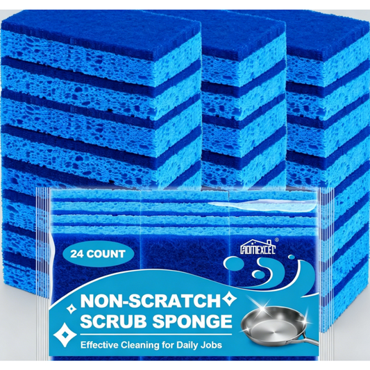 HOMEXCEL Kitchen Sponges, 24-pack, won't scratch your dishwashing sponges.