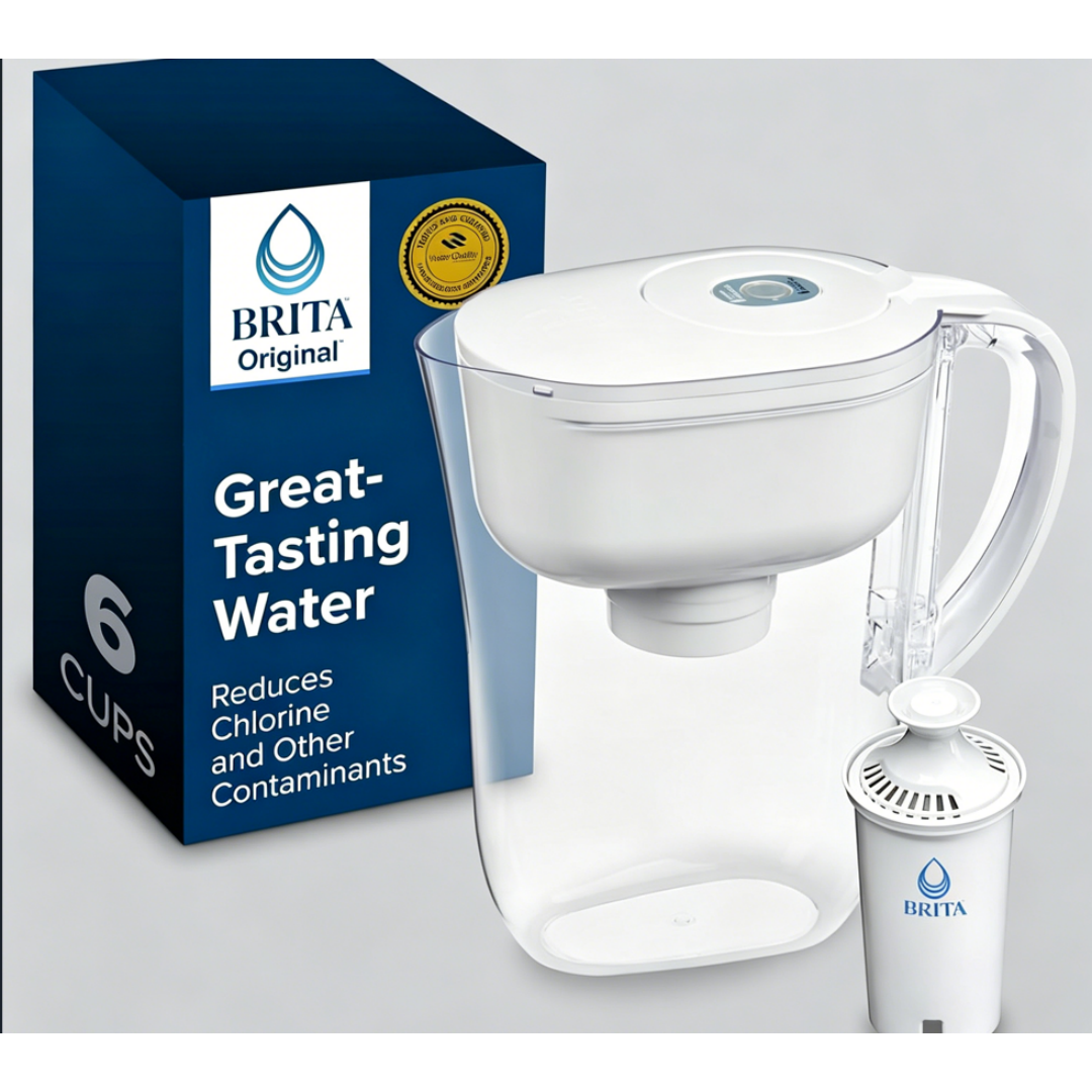 Brita Metro water filter pitcher with smart indicator light for easy filter replacement.