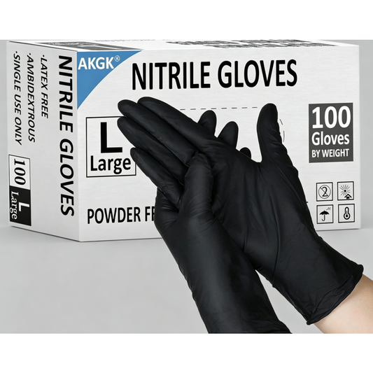 AKGK nitrile gloves, 100-piece pack, disposable black nitrile gloves